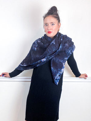 Hand-Dyed Large Square Scarf Deconstructed Black
