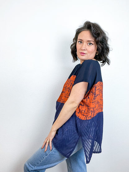 Scrappy Crop Navy Rust Graphic