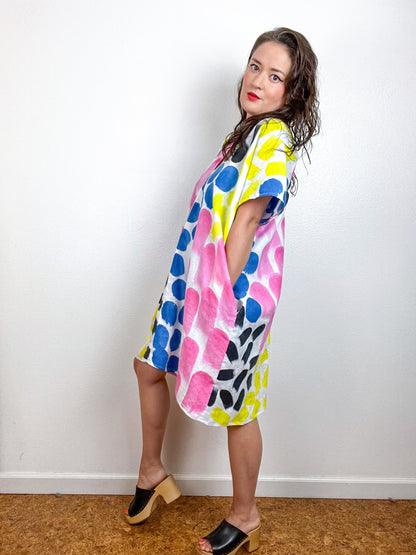 Hand-Dyed Linen Smock Dress Multi Confetti