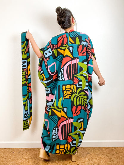 High Low Kimono Mod Shapes Rayon Challis