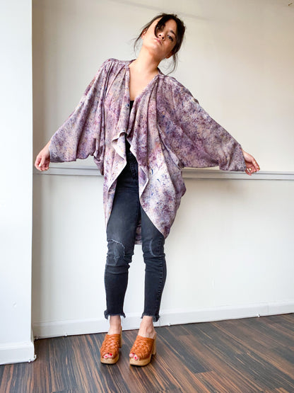 Hand-Dyed Waterfall Kimono Deconstructed Grey