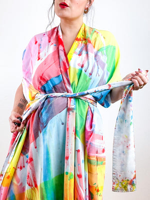 Hand-Dyed High Low Kimono CMY Prism