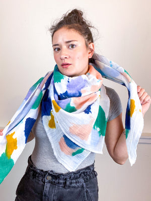 Hand-Dyed Large Square Scarf Seven Multicolor