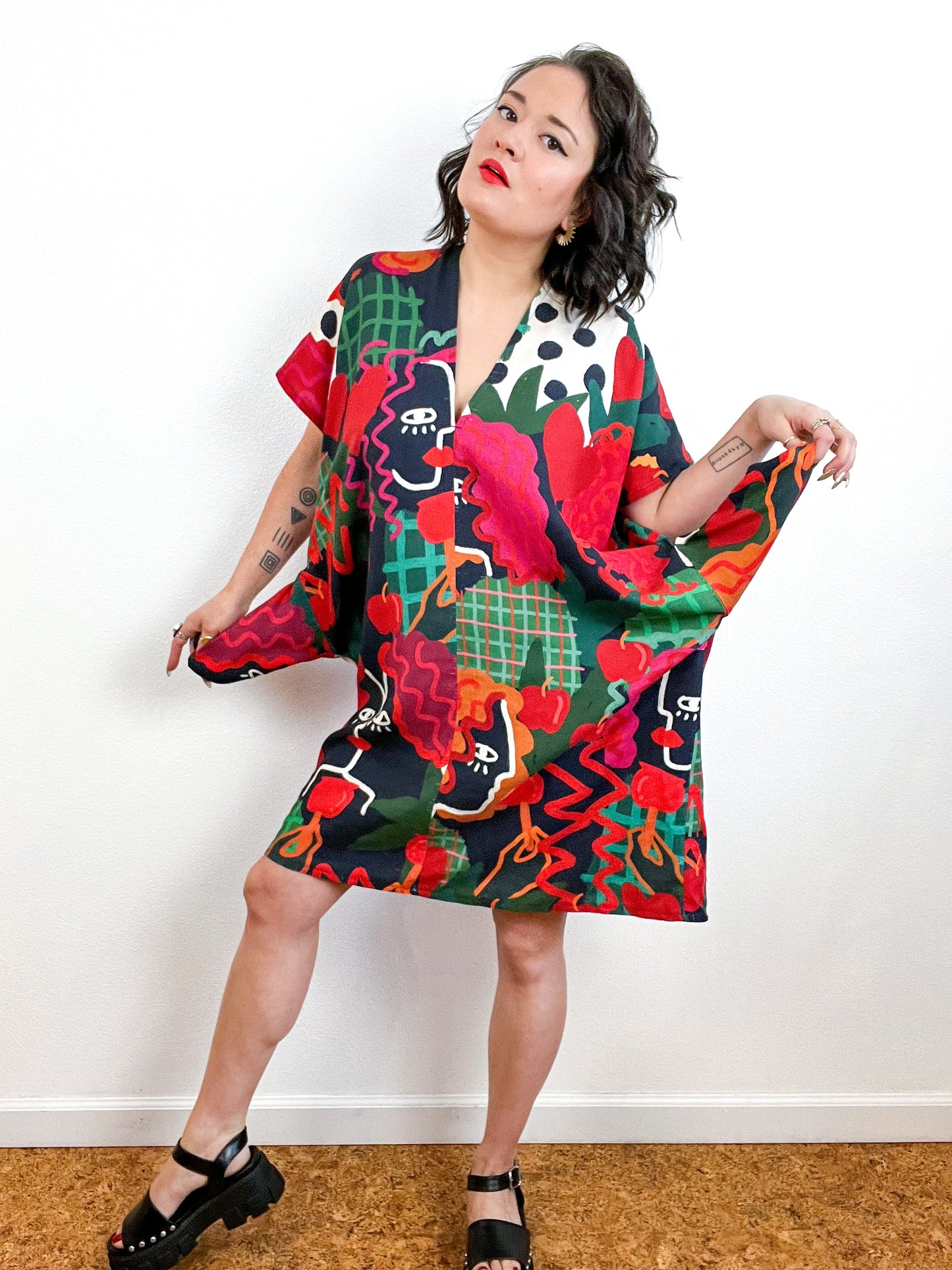 Print Mini Smock Dress Abstract
