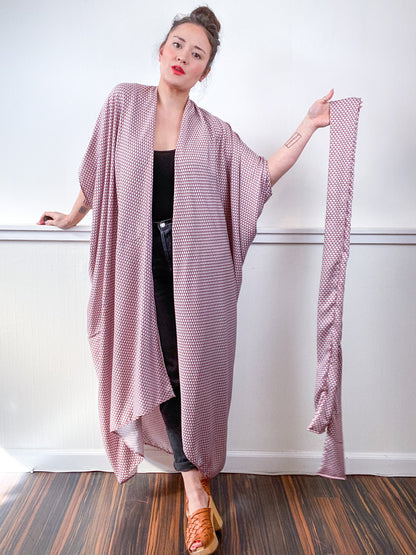 Print High Low Kimono Red Mini Mod Challis