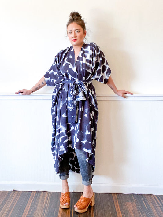 Limited Edition Hand-Dyed High Low Black Brushstrokes