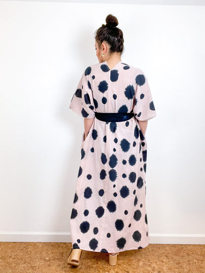 Single Gauze Duster Kimono Blush Dots