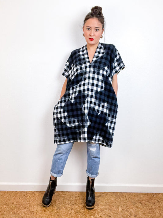 Disrupted Plaid Flannel Smock Dress Black X Buffalo