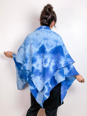 Hand-Dyed Double Gauze Blanket Scarf Sky Tie