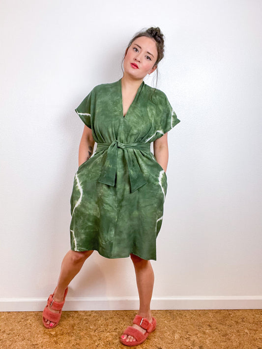 Single Gauze Caftan Dress Green
