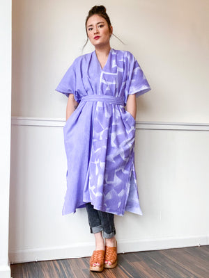Everyday Midi Kimono Dress Hand-Dyed Monochromatic Lilac