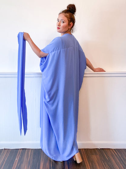 Solid High Low Kimono Periwinkle Georgette
