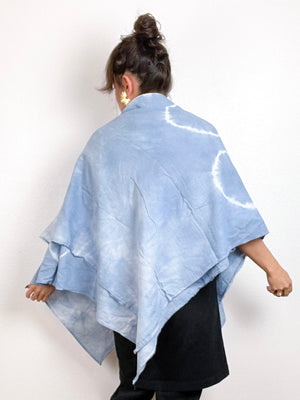 Hand-Dyed Gauze Blanket Scarf Blue Grey Lunar