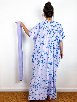 Single Gauze Duster Kimono Lilac Blue Speckle