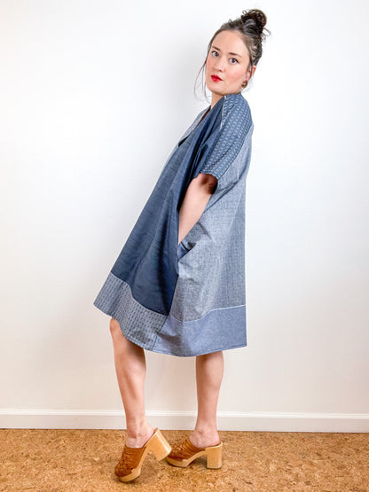 Chambray Smock Dress Patchwork 1