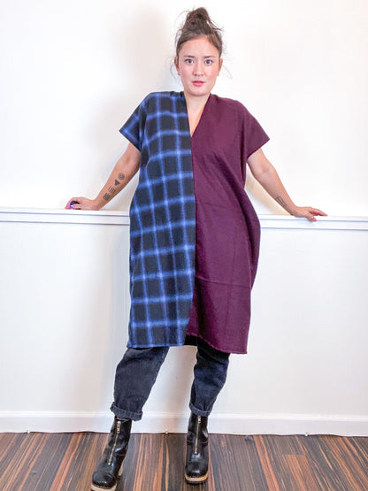 Plaid Smock Dress Blue Maroon