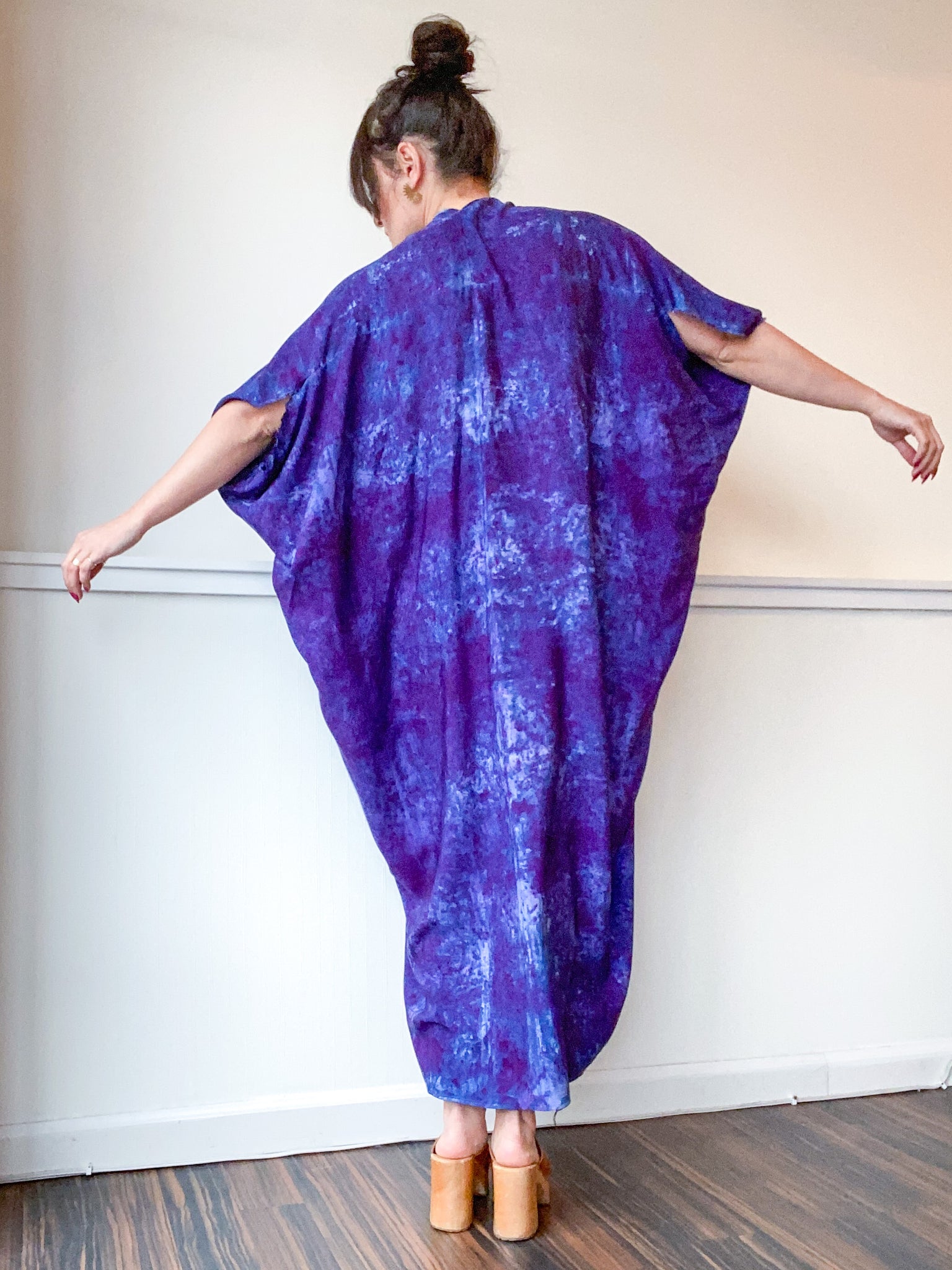 Hand-Dyed High Low Kimono Deconstructed Blue