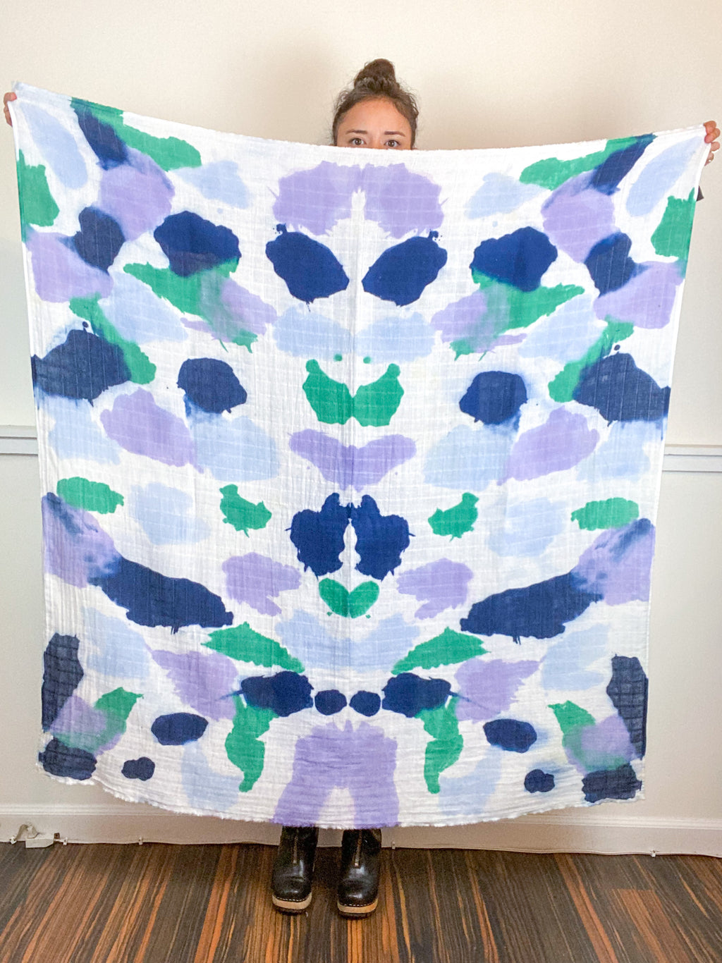 Hand-Dyed Large Square Scarf Indigo Sky Sea Orchid