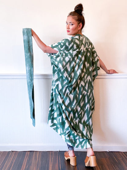 Limited Edition Hand-Dyed High Low Kimono Forest