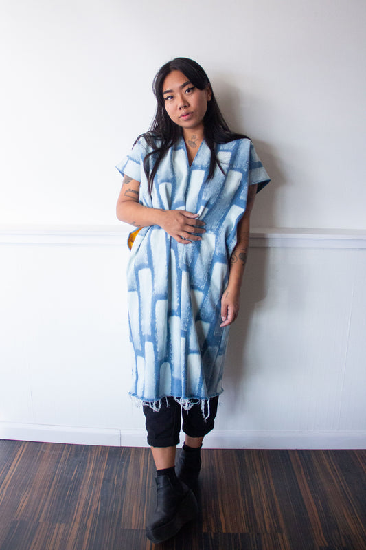 Denim Midi Smock Dress Bleach Bricks