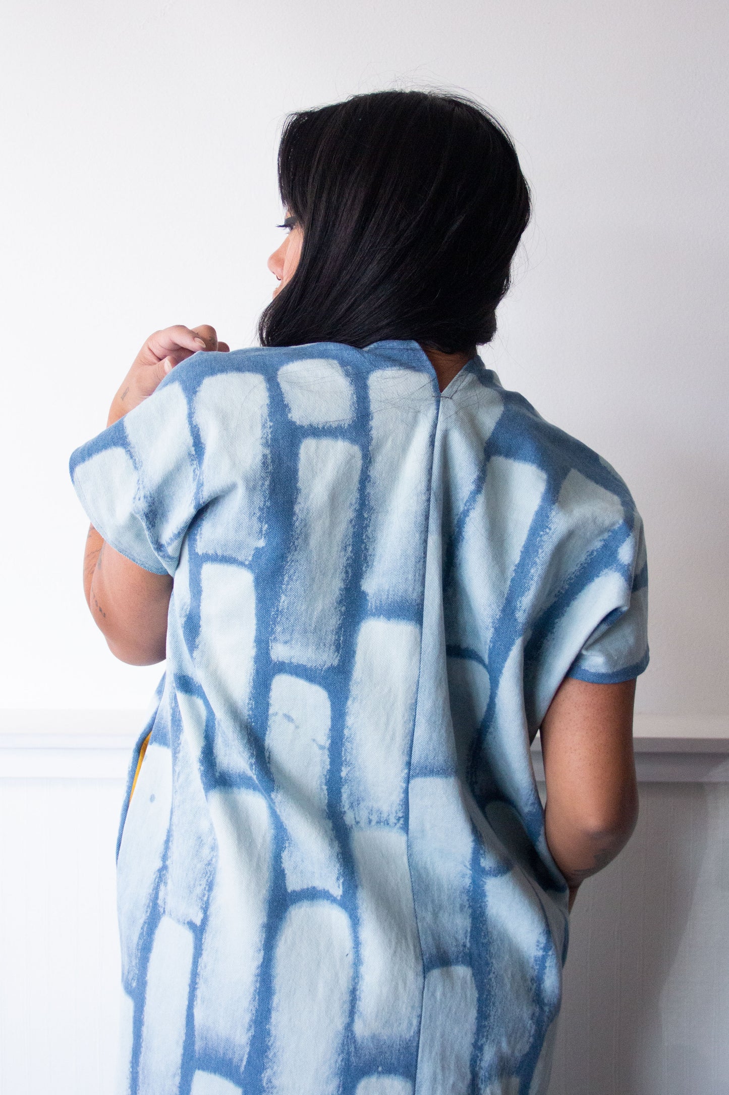 Denim Midi Smock Dress Bleach Bricks