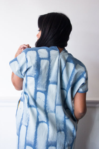 Denim Midi Smock Dress Bleach Bricks