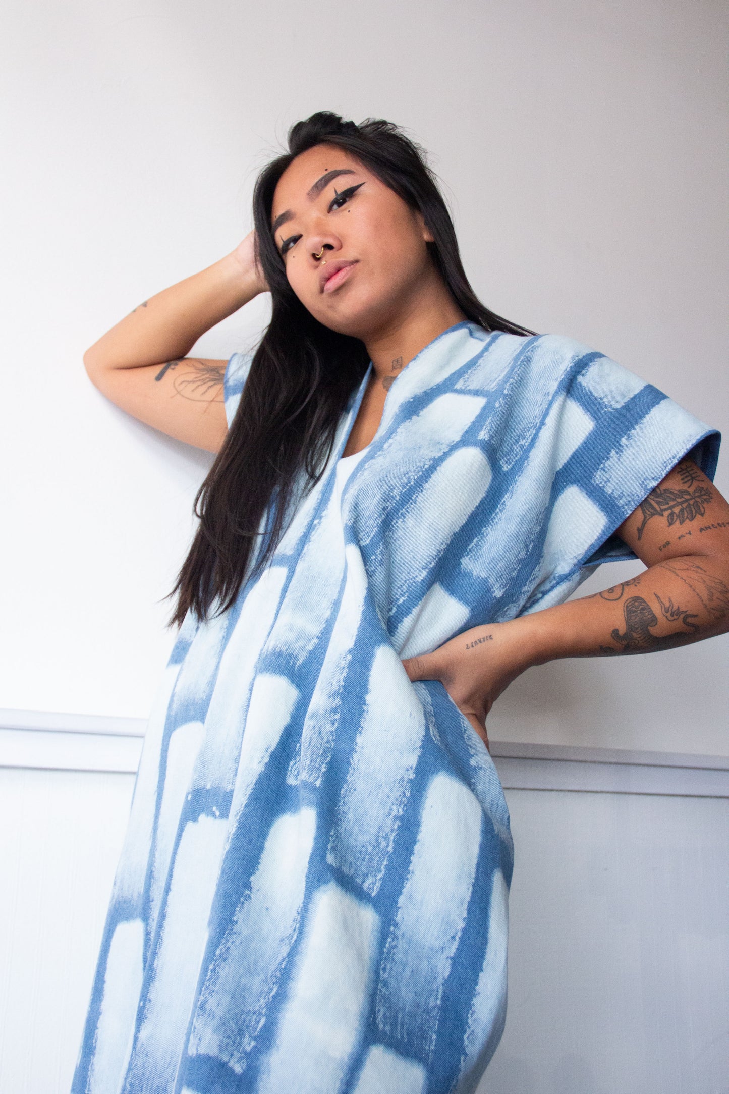 Denim Midi Smock Dress Bleach Bricks